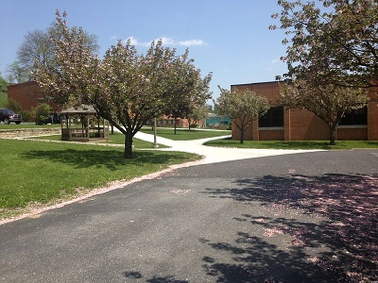 Picture of campus outside Smeal building in spring season