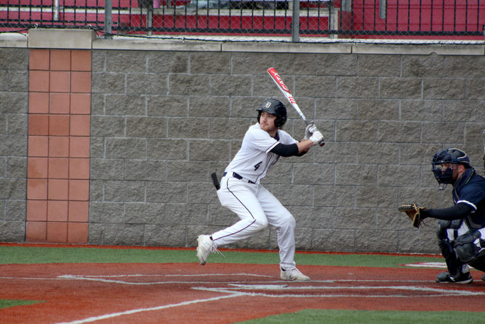 Penn State DuBois outfielder Brandon Sicheri prepares to drive a pitch during a recent home game at Showers Field