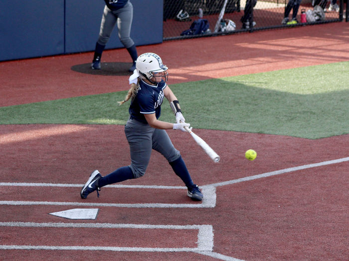 Penn State DuBois senior Larissa James-LaBranche connects with the pitch for one of her 16 hits during the 2023 season.