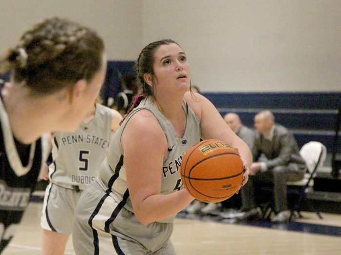 Penn State DuBois freshman forward Natalie Bowser attempts a free throw during a game this season at the PAW Center. Bowser was selected as member of the first team all-conference this year.