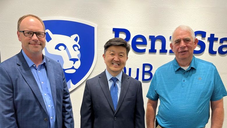 Bradley Lashinsky, director of the North Central PA LaunchBox; Jungwoo Ryoo, chancellor and chief academic officer at Penn State DuBois; and Dave Miller, chairman of the board at Miller Fabrication Solutions