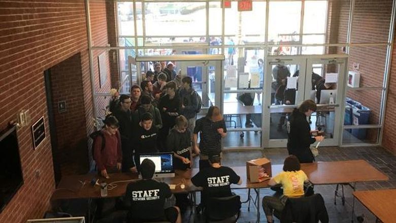 Gamers register at the Penn State DuBois Video Game Day