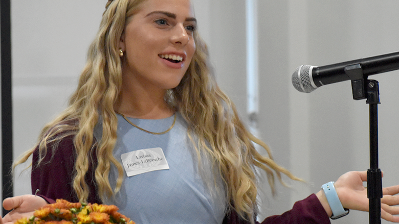 Larissa James-LaBranche, senior honors scholar spoke about her experience at the Penn State DuBois honors banquet