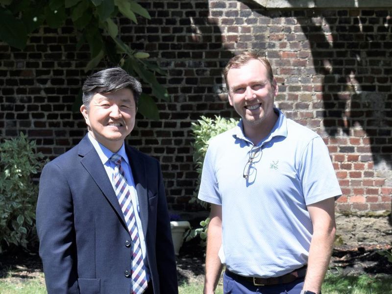 Jungwoo Ryoo, left, chancellor and chief academic officer for Penn State DuBois, and Alex Gasbarre, chief executive officer for Gasbarre Products