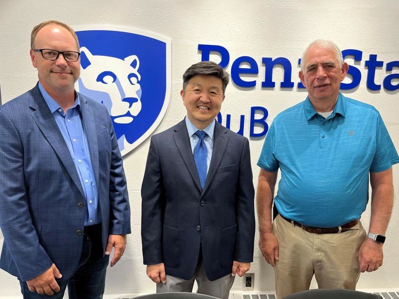 Bradley Lashinsky, director of the North Central PA LaunchBox; Dr. Jungwoo Ryoo, chancellor and chief academic officer at Penn State DuBois; and Dave Miller, chairman of the board at Miller Fabrication Solutions