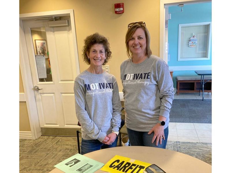Penn State DuBois occupational therapy assistant faculty LuAnn Delbrugge and Amy Fatula at the recent CarFit event at Windy Hill Village.