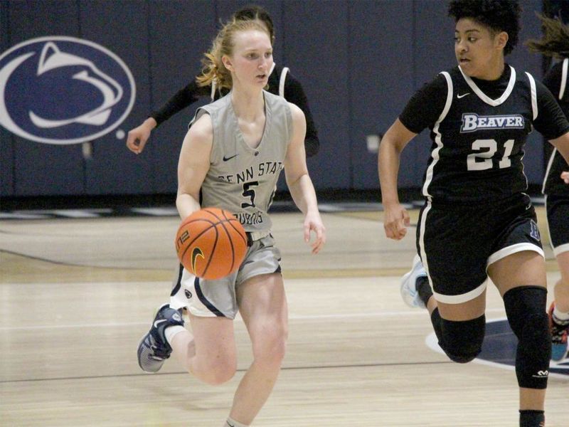 Penn State DuBois junior guard Frances Milliron dribbles the basketball up the floor at the PAW Center during a game last season.