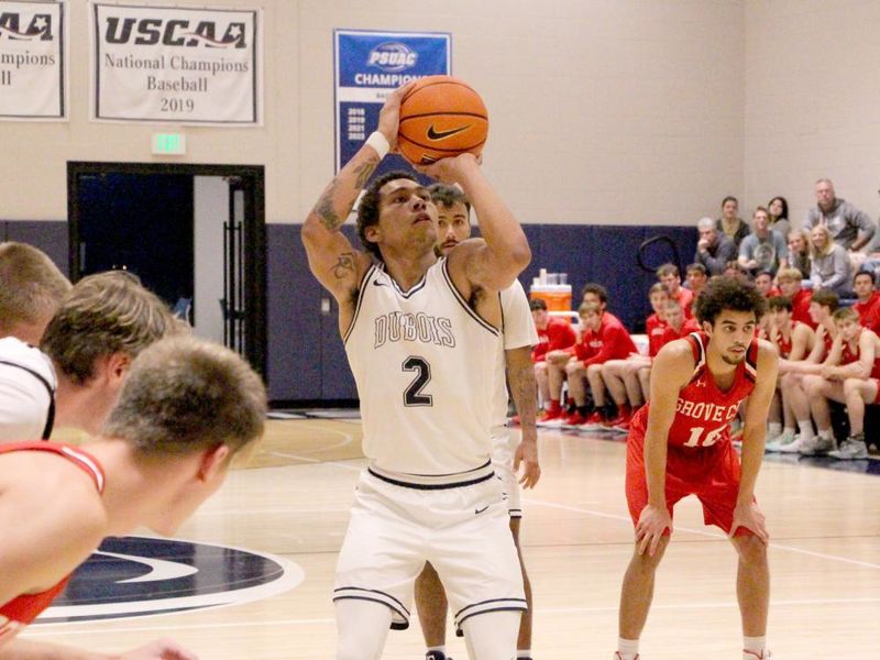 Penn State DuBois senior forward Ashton Fortson prepares to release a free throw during a home basketball game at the PAW Center against Grove City College.