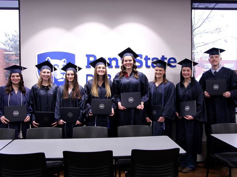 Members of the fall 2024 graduating class from Penn State DuBois come together for a group photo after the commencement celebration on Dec. 20.