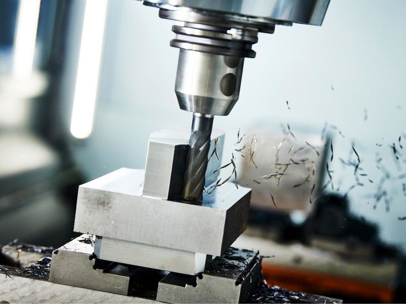 A CNC mill shaping a metal part. Penn State DuBois Continuing and Community Education is preparing to offer two CNC related training courses, scheduled to begin in mid-August.