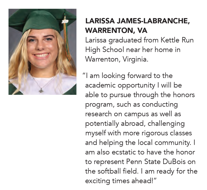 Honors Scholar Cohort 2019 Larissa James-LaBranche