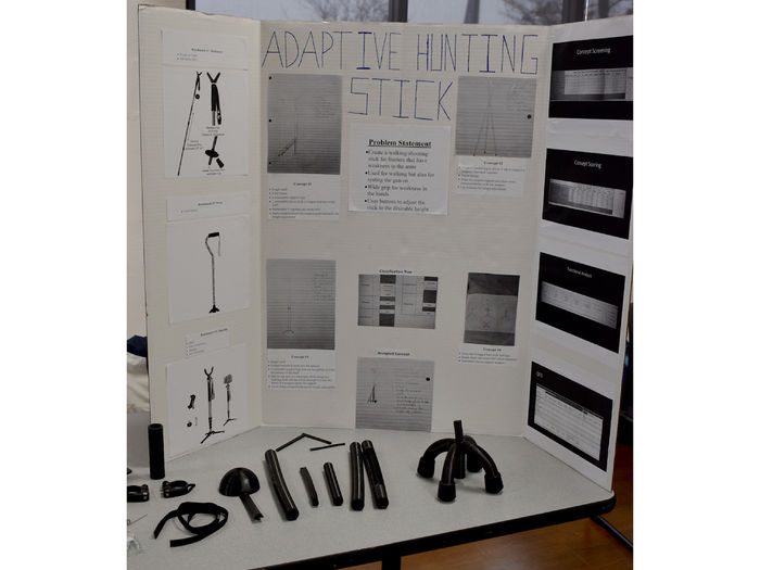 The adaptive hunting stick presentation, including prototype, on display.