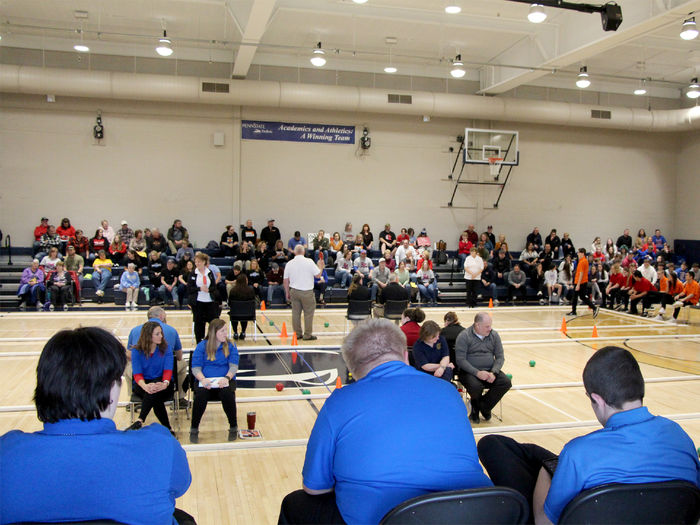 Fans filled the gym at the PAW Center to watch the interscholastic unified sports bocce regional championship, recently held at Penn State DuBois