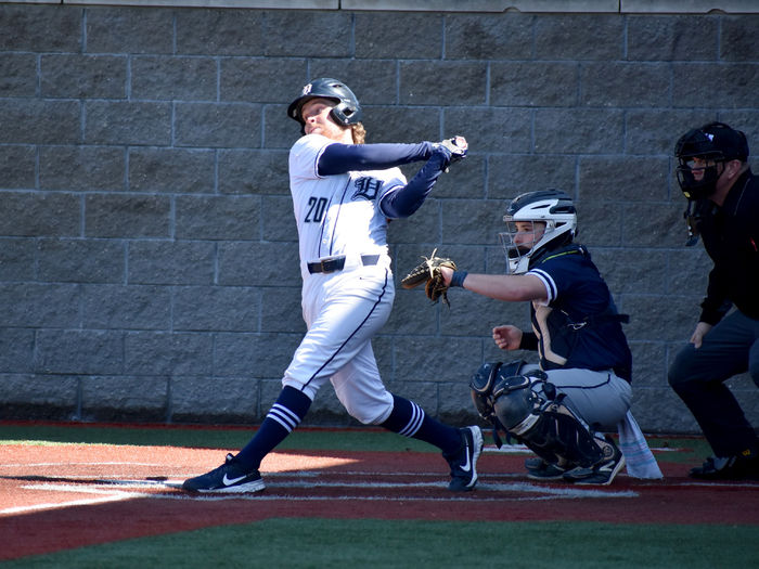 Penn State DuBois senior Tyler Yough completes his swing during an at bat during a recent home game at Showers Field