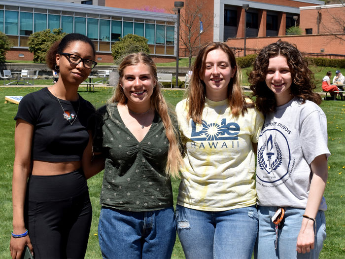 Javonnie Glenn, Larissa James-LaBranche, Taylor Charles and Alicia Bryan at the 2023 Earth Day Celebration, organized with the Penn State DuBois business society, which also mark the culmination of the 21 days of sustainability challenge