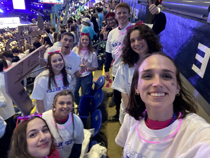 Members of the Penn State DuBois campus community gather for a picture at the Bryce Jordan Center during THON 2024. They were in attendance to show their support for the dancers during the 46-hour dance marathon.