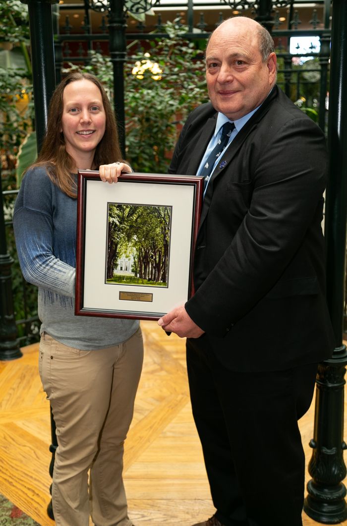 Emily Thomas with Steve Grado, vice president of the Penn State Forest Resources Alumni Group.