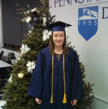 Katrina Anderson in her cap and gown after graduation.