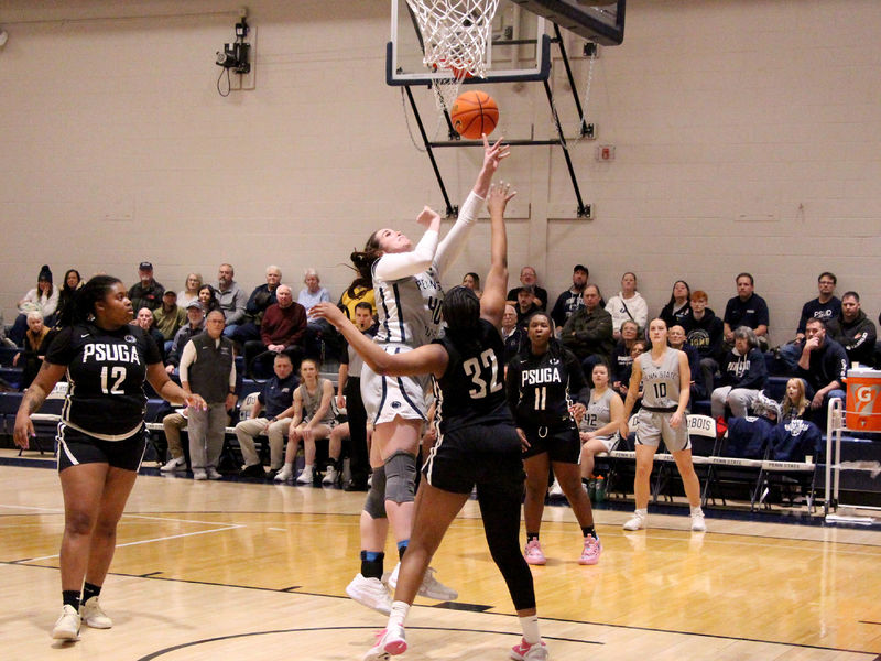 Penn State DuBois sophomore forward Natalie Bowser gets up her shot and is fouled during a recent home game at the PAW Center, on the campus of Penn State DuBois.