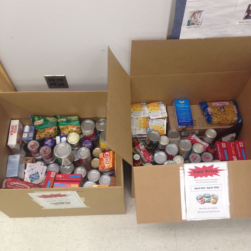 Food items collected during food drive/