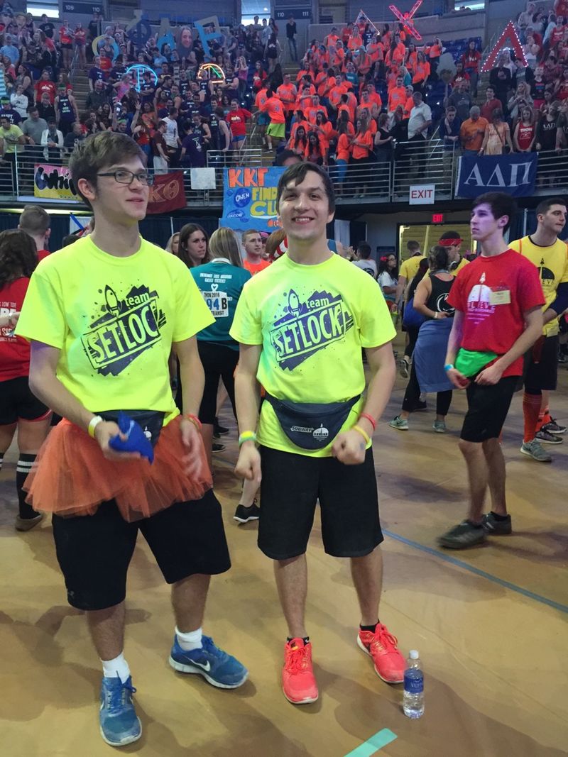 Penn State DuBois THON Dancers Braden Neal (left) and Stephen Carns at THON 2016. 