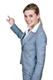 Business women pointing left