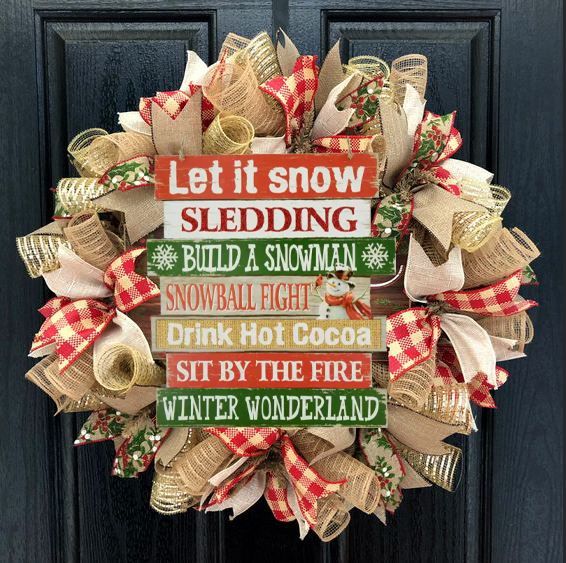 A holiday wreath on display. 