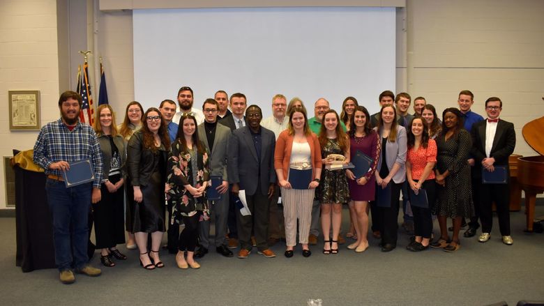 Students and faculty gather for awards