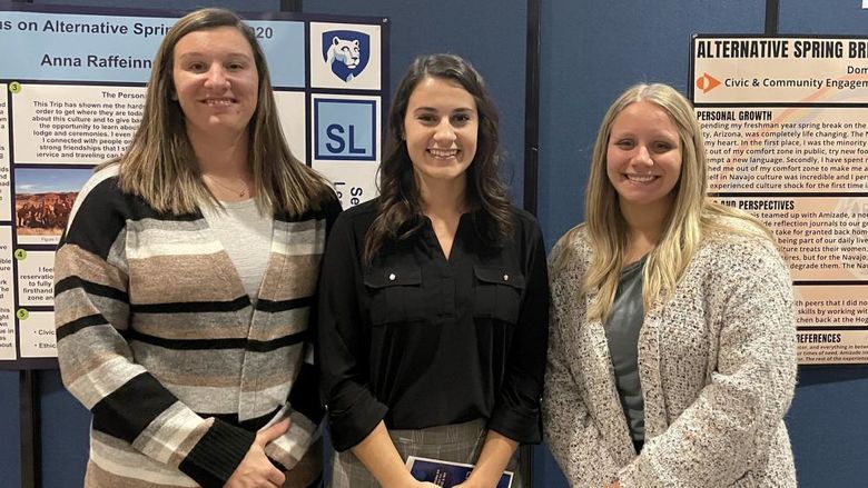 Penn State DuBois students Brook Grove, Anna Raffeinner and Brianna Shaw presented at the Student Engagement Expo which was held on Nov. 9 at University Park.