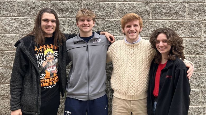 Penn State DuBois students Gaven Wolfgang, Jalen Kosko, Eamon Jamieson and Alicia Bryan, who will represent the campus at THON 2023