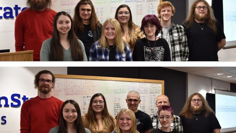 The before (top) and after (bottom) photos of the hair donors involved in the 2023 Penn State DuBois THON hair auction. 