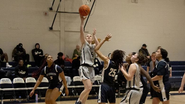 Penn State DuBois freshman guard Frances Milliron drives for a layup during a recent home game at the PAW Center.
