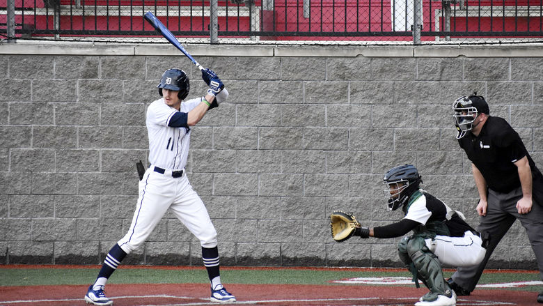 Penn State DuBois outfielder Brett Beith stands ready in the batter’s box awaiting the arrival of a pitch during a baseball game last season at Shower Field