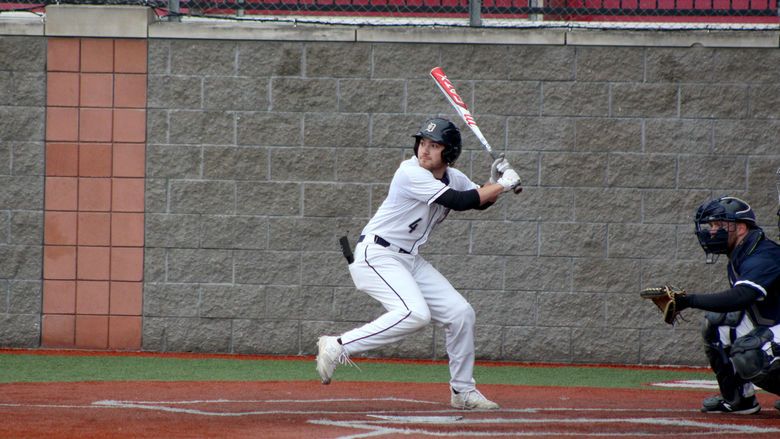 Penn State DuBois outfielder Brandon Sicheri prepares to drive a pitch during a recent home game at Showers Field