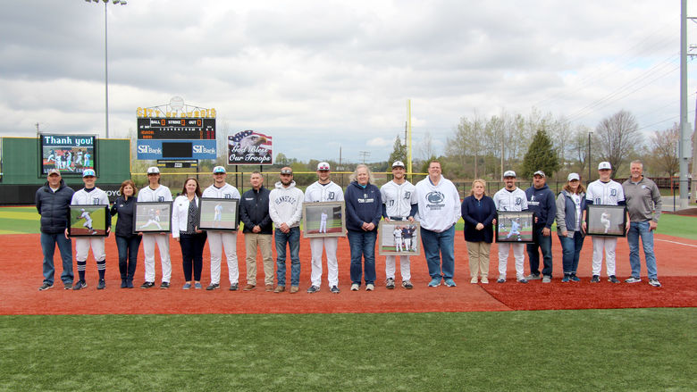 The Penn State DuBois baseball players recognized on senior day at Showers Field