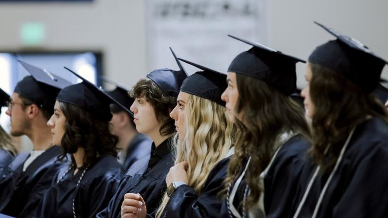 Graduates listen to heartfelt advice from speakers during the commencement ceremony at Penn State DuBois