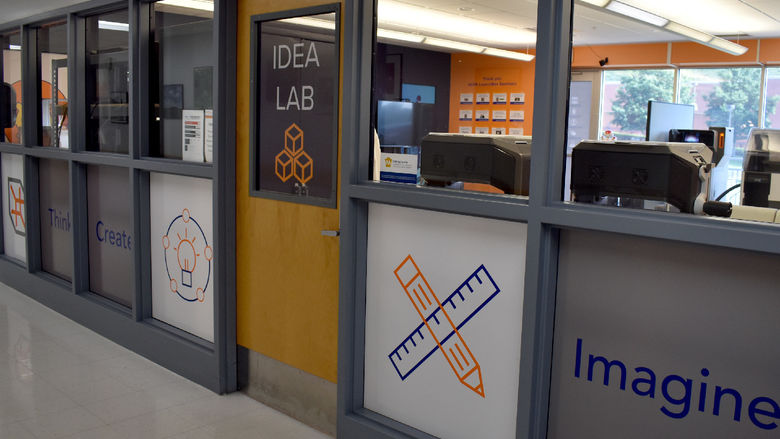 The entrance to the Idea Lab, part of the NCPA LaunchBox powered by Penn State DuBois.