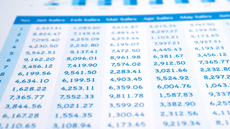 An Excel style spreadsheet with data entered and visual graphs shown at the top of the page.