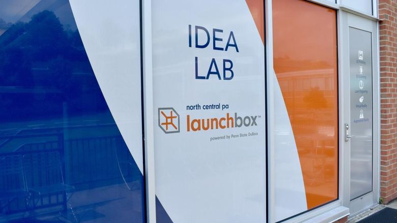 An exterior entrance to the Idea Lab, part of the NCPA LaunchBox powered by Penn State DuBois, at its new location inside the DEF building on campus.