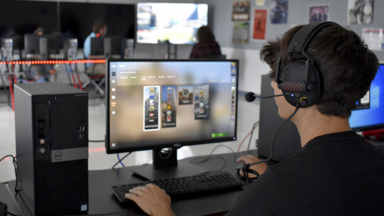 Franklin Lanzoni, IT major, prepares to enter a game of Counter-Strike: Global Offensive on one of the gaming computers located in the esports room at Penn State DuBois.