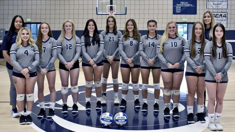 The team picture for the 2023 Penn State DuBois women’s volleyball team.
