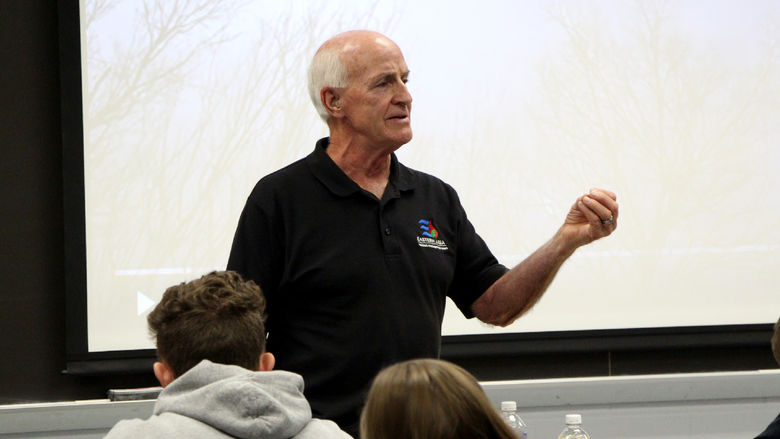 Larry Bickel presenting to students in the climate and energy class at Penn State DuBois.