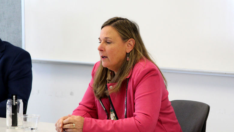 Paula Foradora sharing some of her professional experiences during the entrepreneur panel at Penn State DuBois.