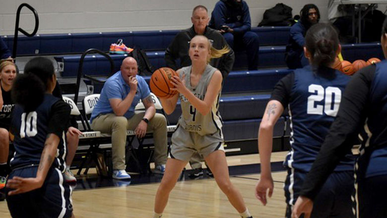 Penn State DuBois freshman guard Hailey Theuret prepares to get a shot away during a recent game at the PAW Center, on the campus of Penn State DuBois.