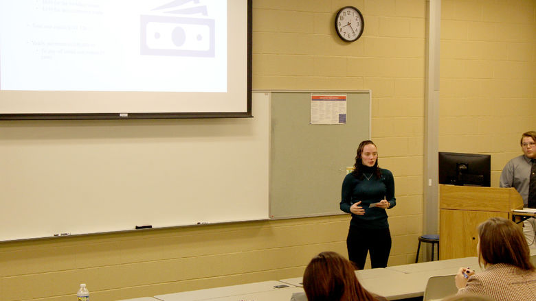 Third year student Tara Leamer shares information on her group’s proposed project.