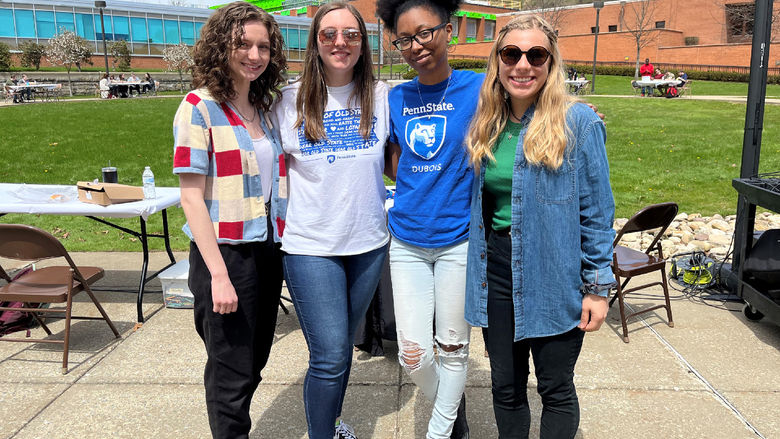 Alicia Bryan, Taylor Charles, Javonnie Glenn, and Larissa James-LaBranche at the 2022 Earth Day Celebration, organized with the Penn State DuBois business society