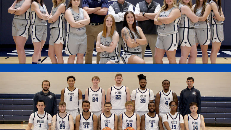 The women’s and men’s basketball teams at Penn State DuBois.