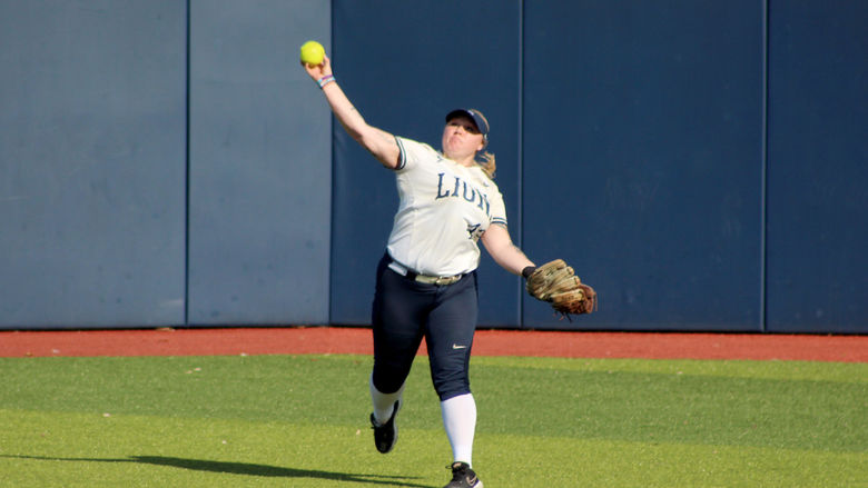 Penn State DuBois senior Paige Pleta throws the ball in from the outfield during a recent home game at Heindl Field in DuBois.
