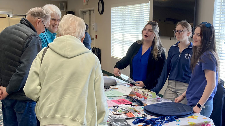 Penn State DuBois OTA students share information during the health and wellness fair at Christ the King Manor on April 25. Students, from left to right, are Emily Busija, Fiona Riss and Maddie Barsh.