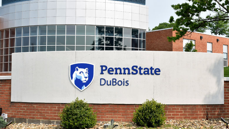 One of the campus entrance markers at Penn State DuBois.